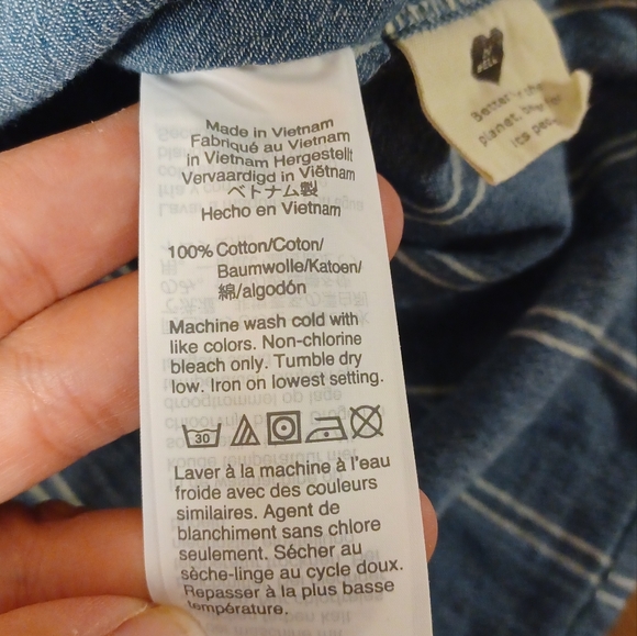 Madewell Blue White Striped Shirt Womens Large 100% Cotton Button Up - Picture 9 of 10